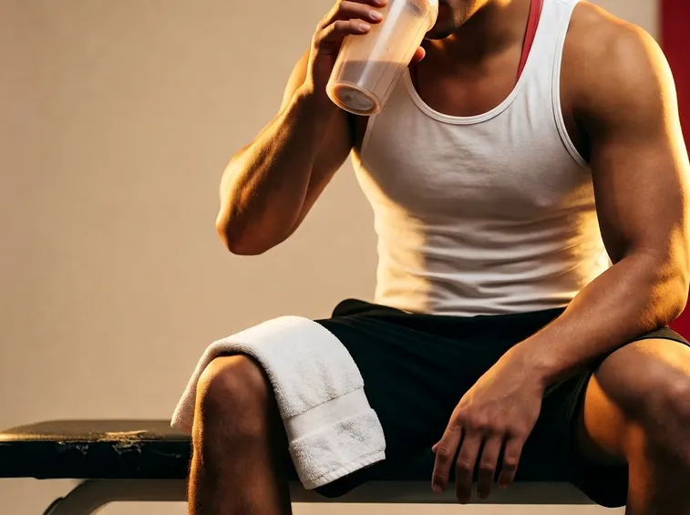 Sportivo che utilizza integratori