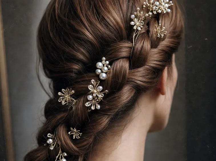 Treccia con dettagli simil fiori