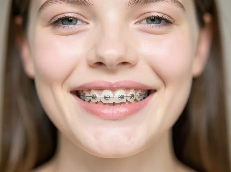 Ragazza con apparecchio ai denti