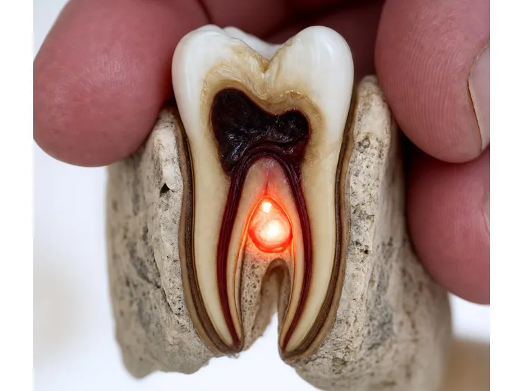 Dente cariato con ascesso