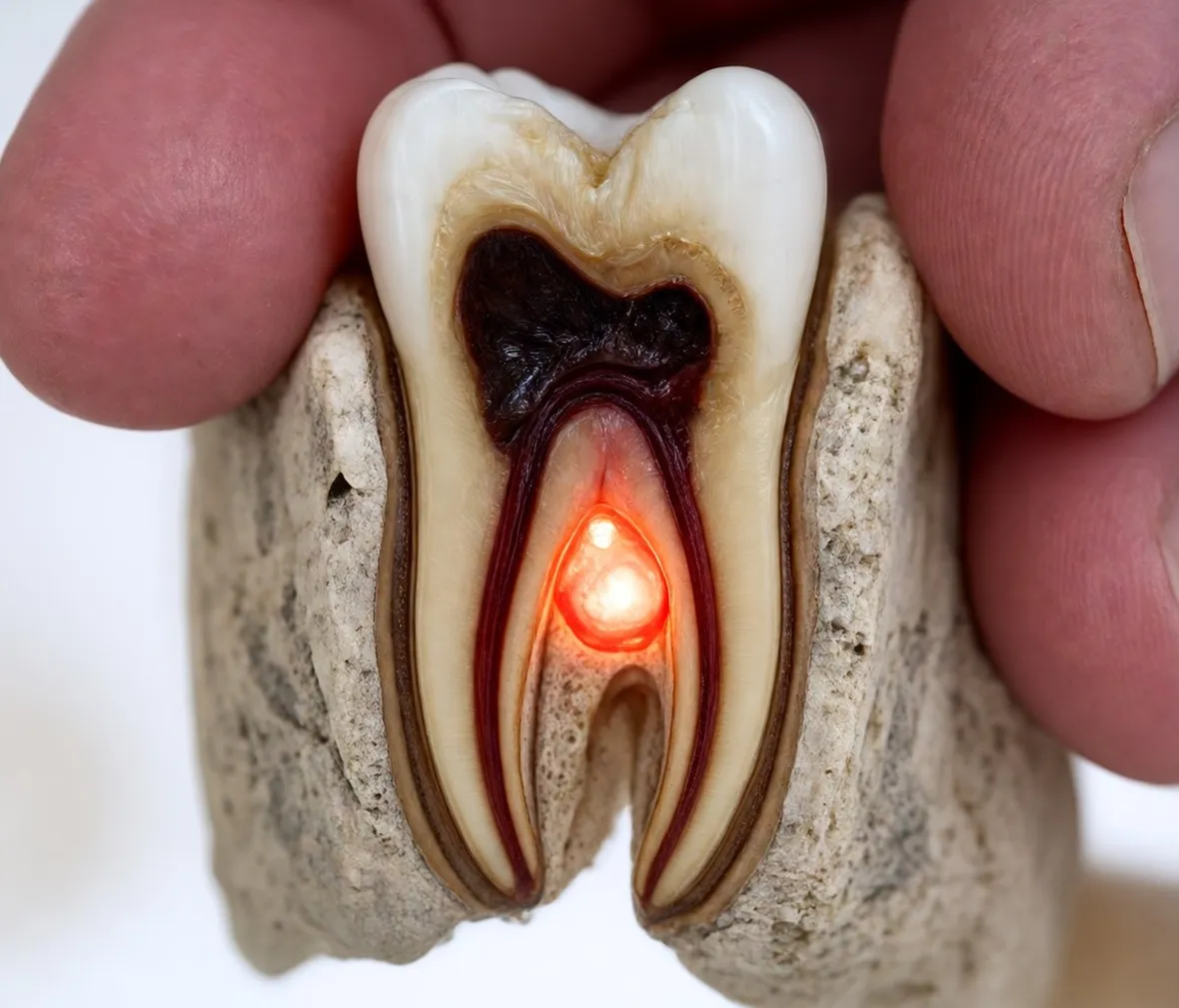 Dente cariato con ascesso