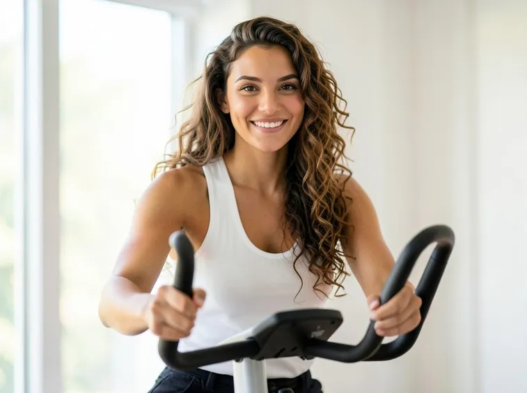 donna su cyclette