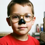 Bambino con gli occhiali da vista