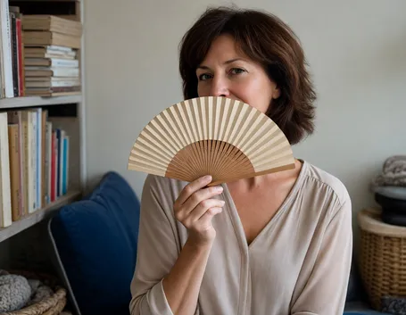 Donna in menopausa con i relativi sintomi