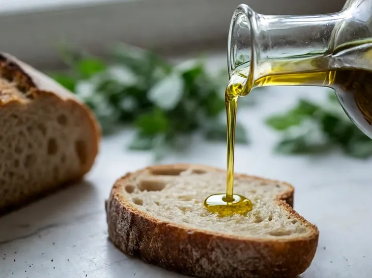 olio di oliva e pane fresco 