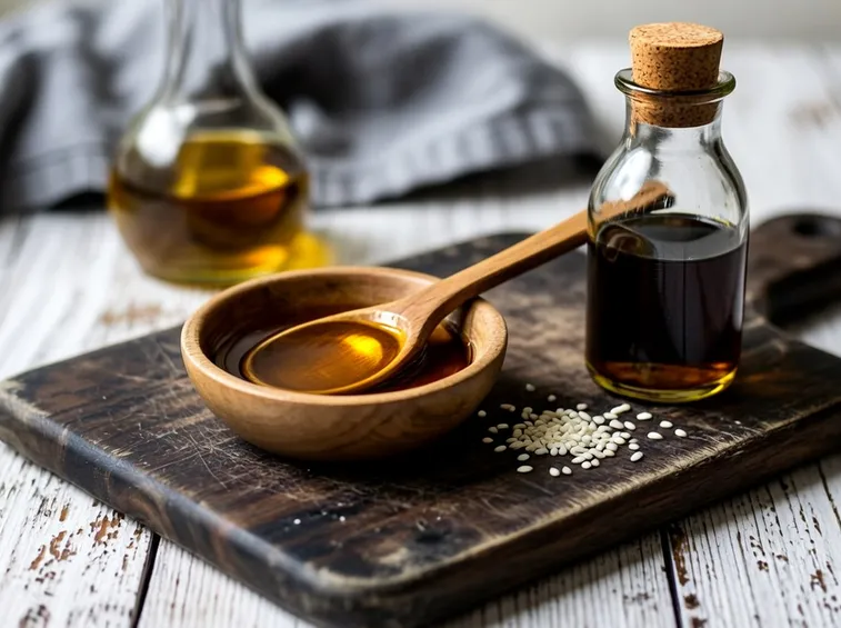 olio di sesamo in ciotola