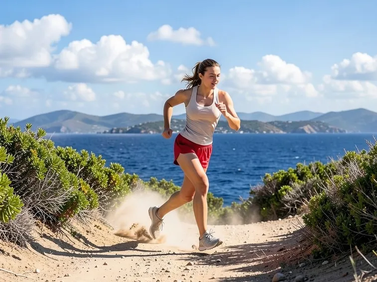 Ragazza che corre felice