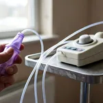 Una donna esegue una spirometria