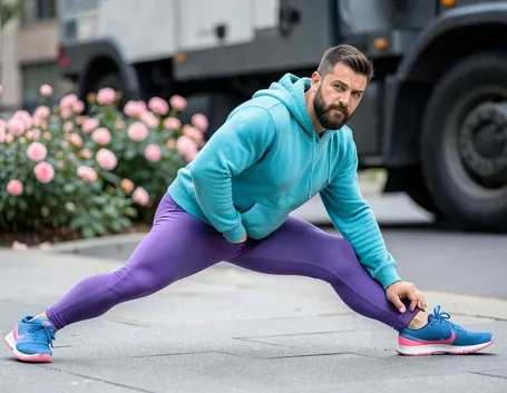 Uomo che pratica stretching