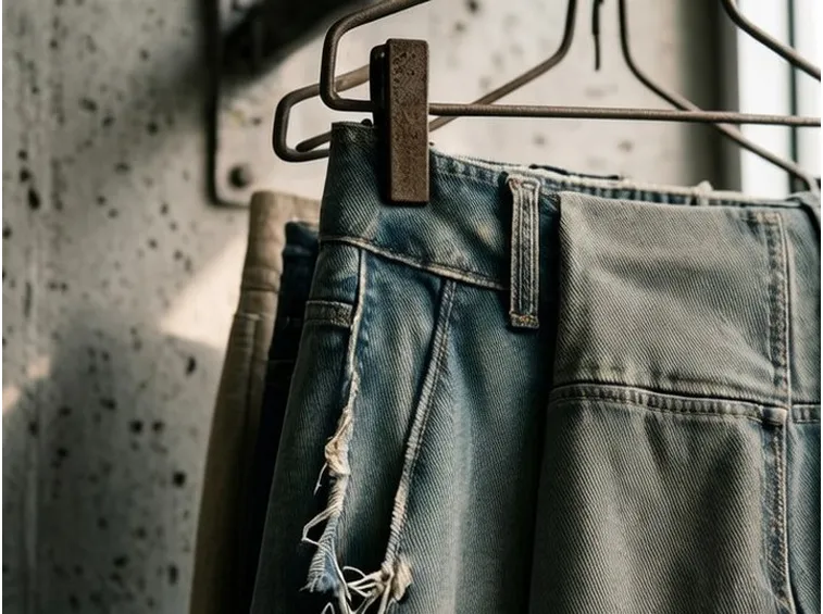 Pantaloni in denim appesi