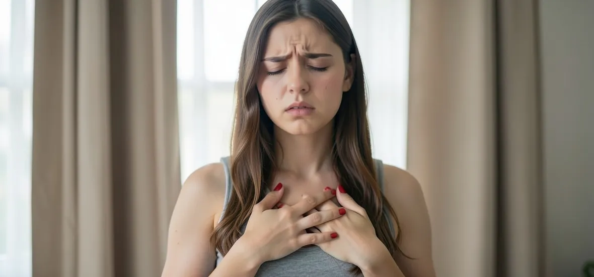 Donna colpita da palpitazione
