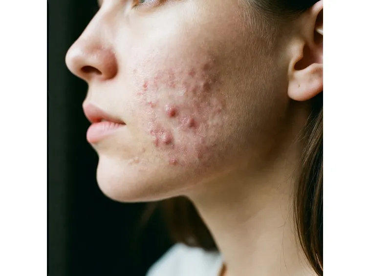 Volto colpito da acne