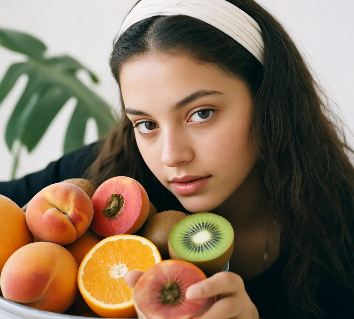 Ragazza con alimenti ricchi di vitamine