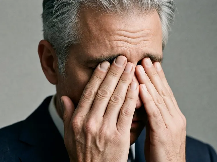 Uomo con il mal di testa