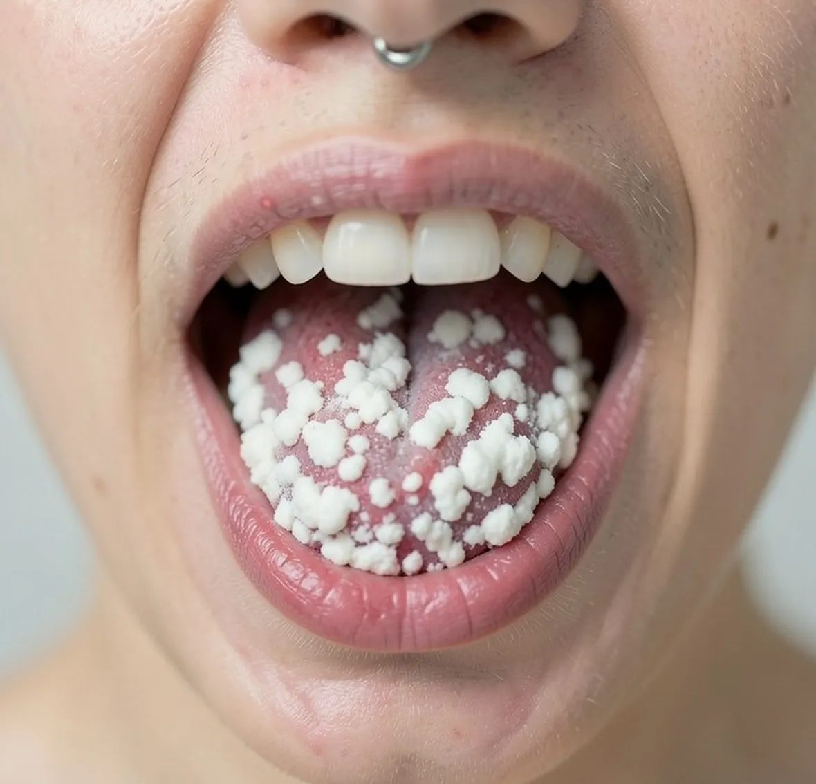 Candida orale diffusasi sulla lingua