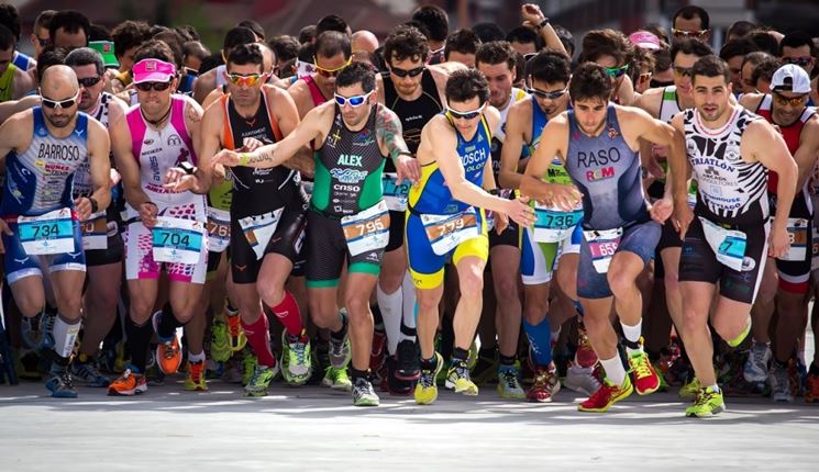 partenza competizione duathlon